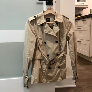 Armani Exchange beige short trench coat